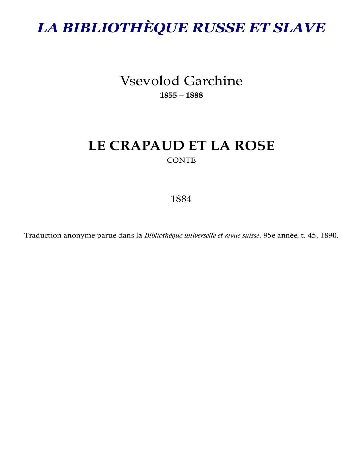 Le Crapaud Et La Rose