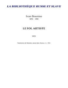 Le Fol Artiste by Bounine, book cover