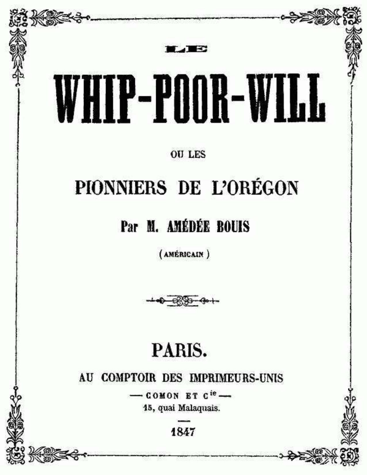 Le Whip Poor Will Ou Les Pionniers De LOregon