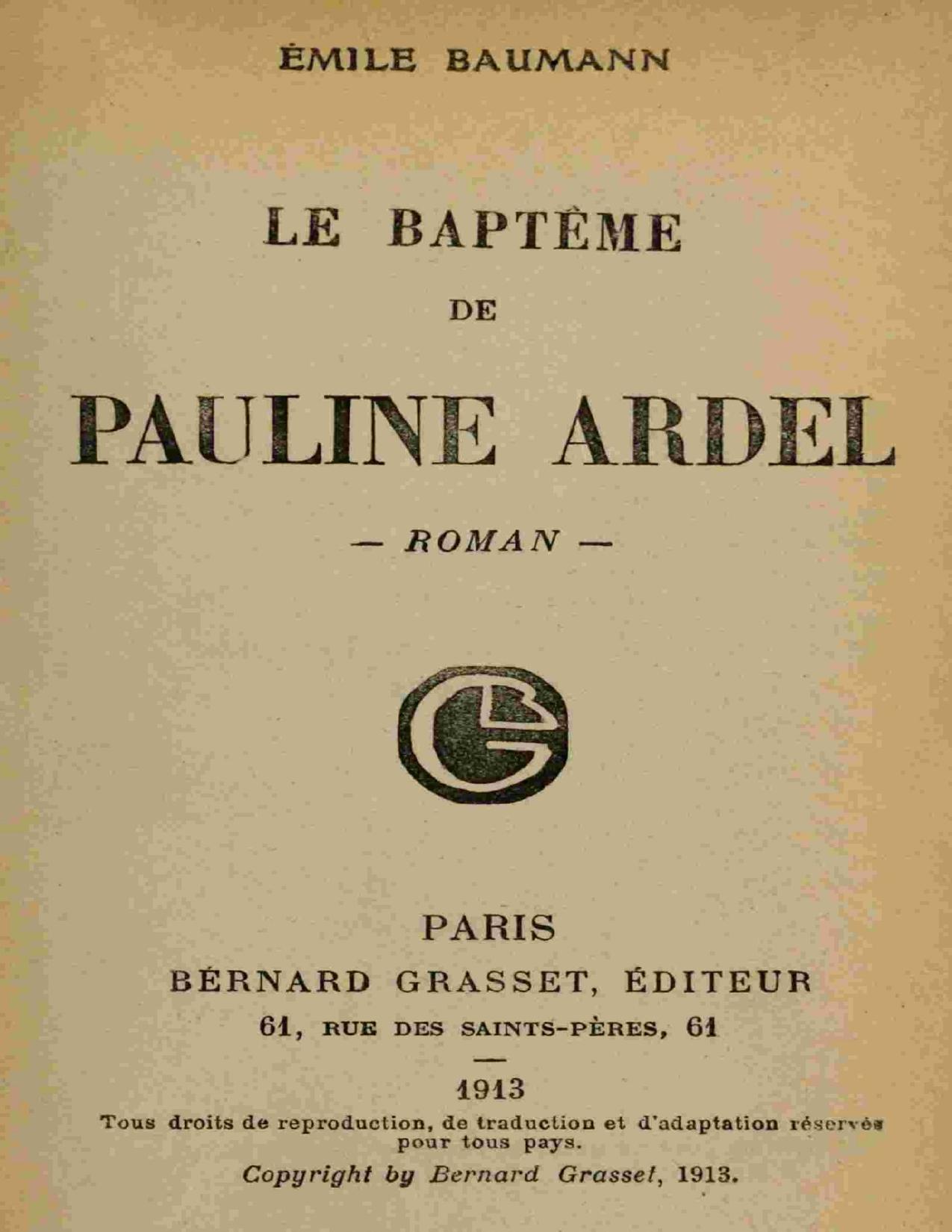 Le Bapteme De Pauline Ardel