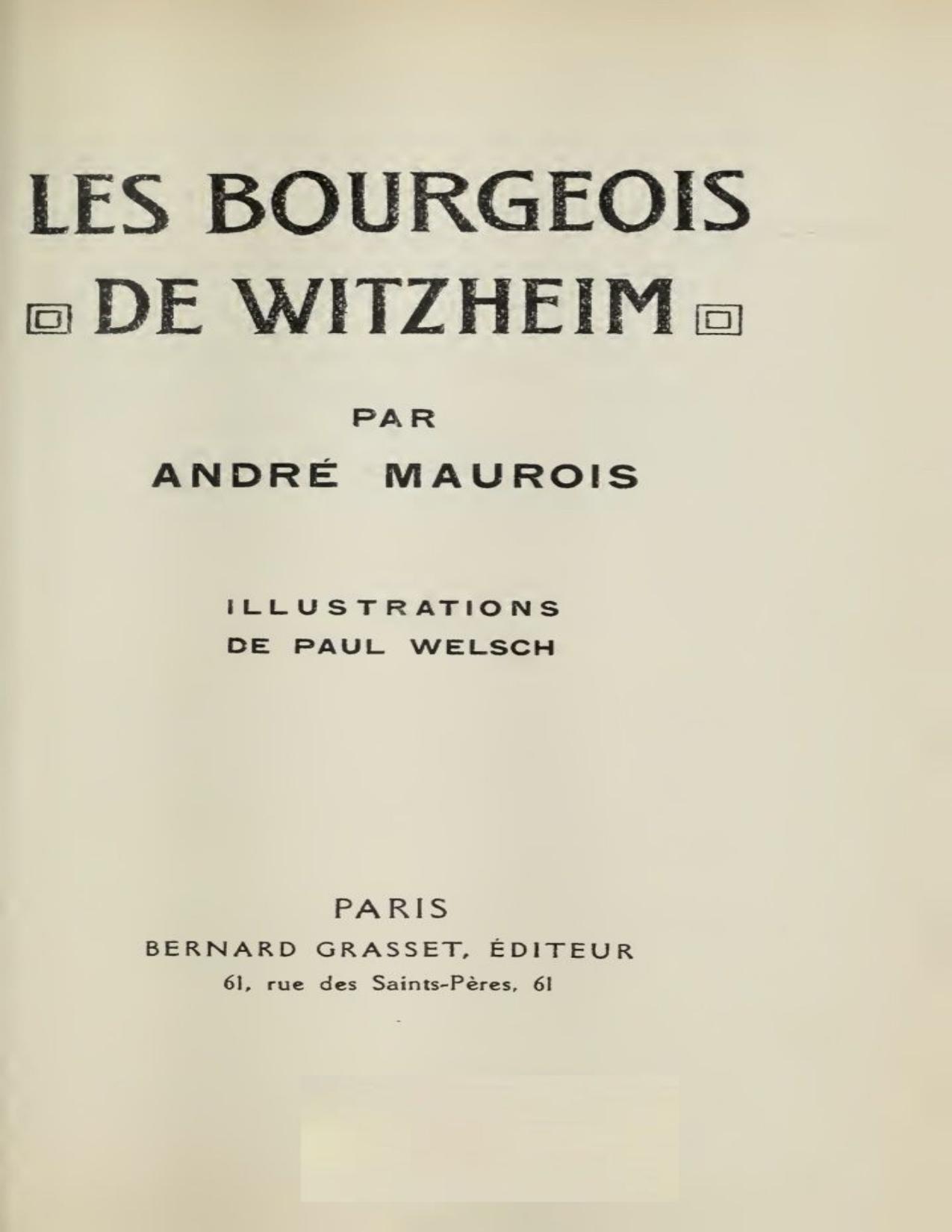 Les Bourgeois De Witzheim
