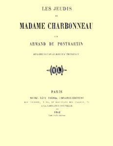 Les Jeudis de Madame Charbonneau by comte de Armand Pontmartin, book cover
