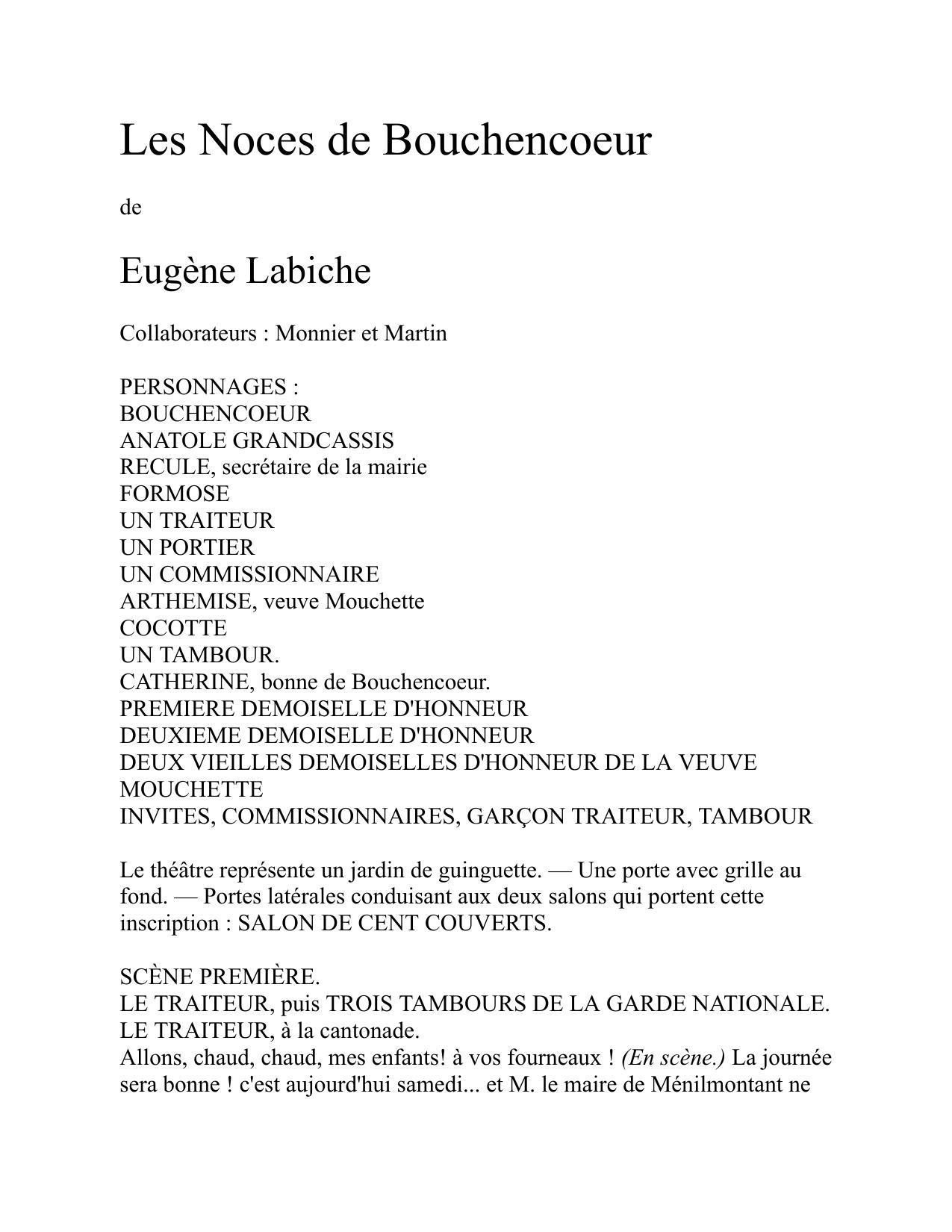 Les Noces De Bouchencoeur