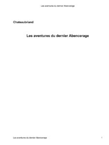 Les Aventures Du Dernier Abencerage