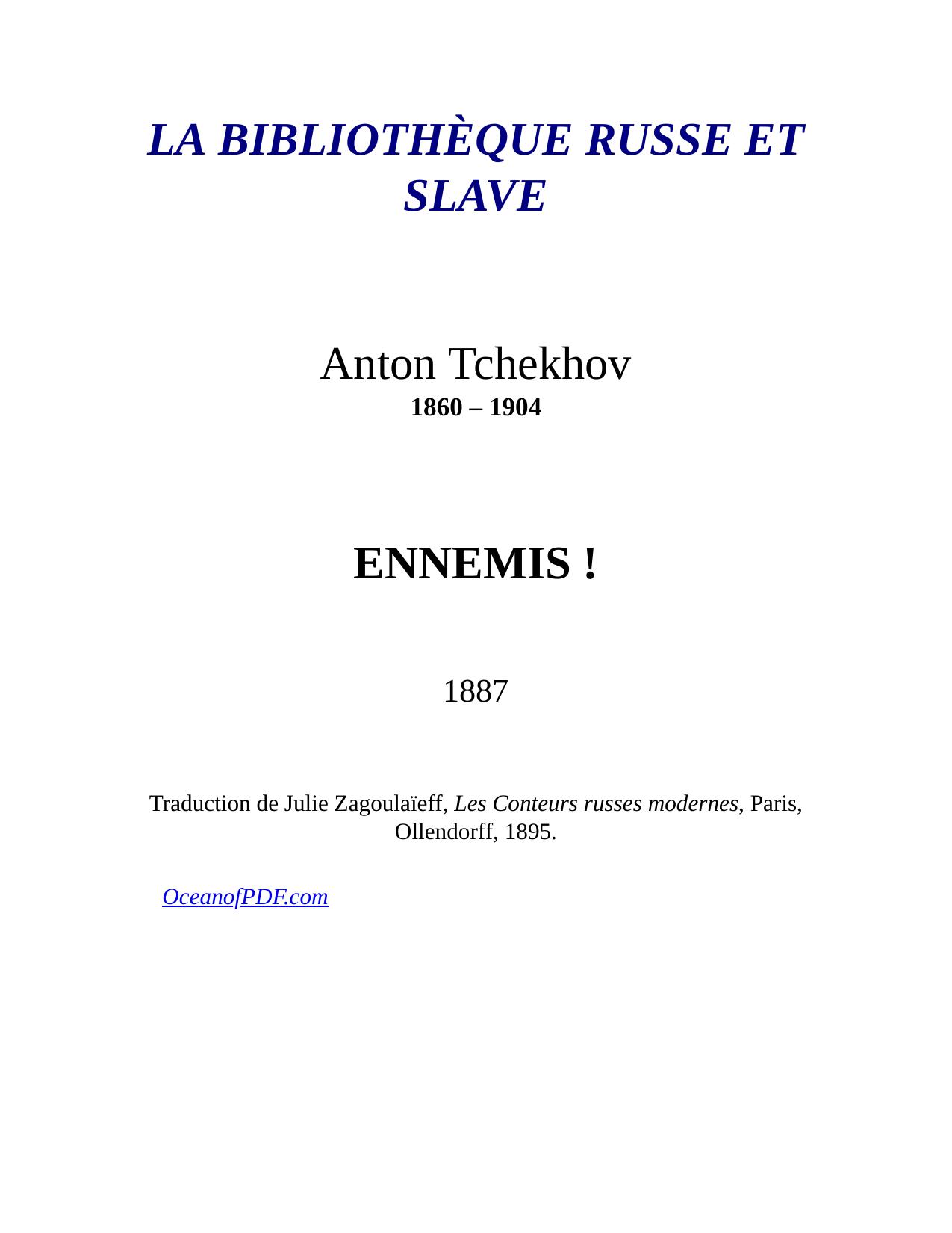 Les Ennemis Et Autres Contes