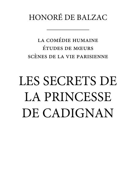 Les Secrets De La Princesse De Cadignan