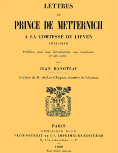 Lettres Du Prince De Metternich A La Comtesse De Lieven 181