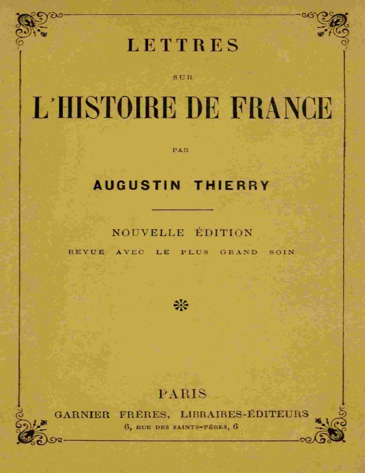 Lettres Sur Lhistoire De France