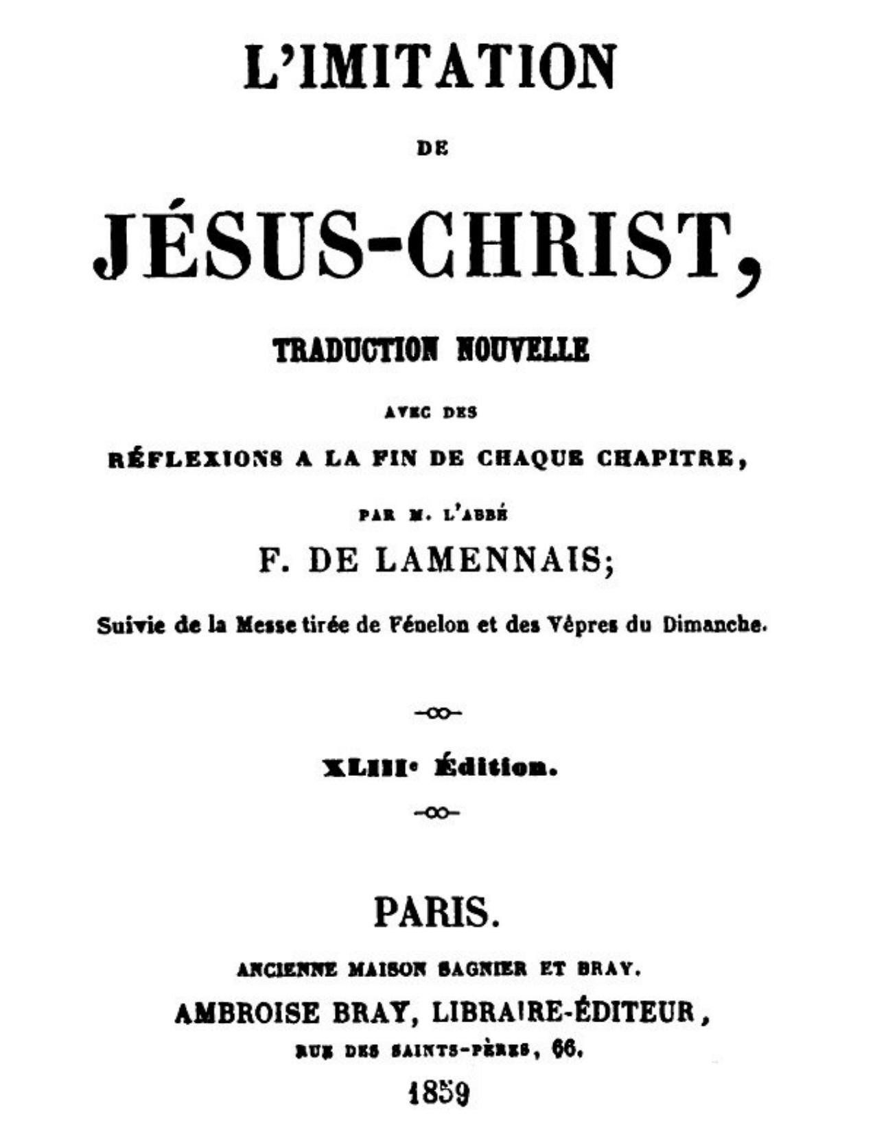 Limitation De Jesus Christ Traduction Nouvelle Avec Des R