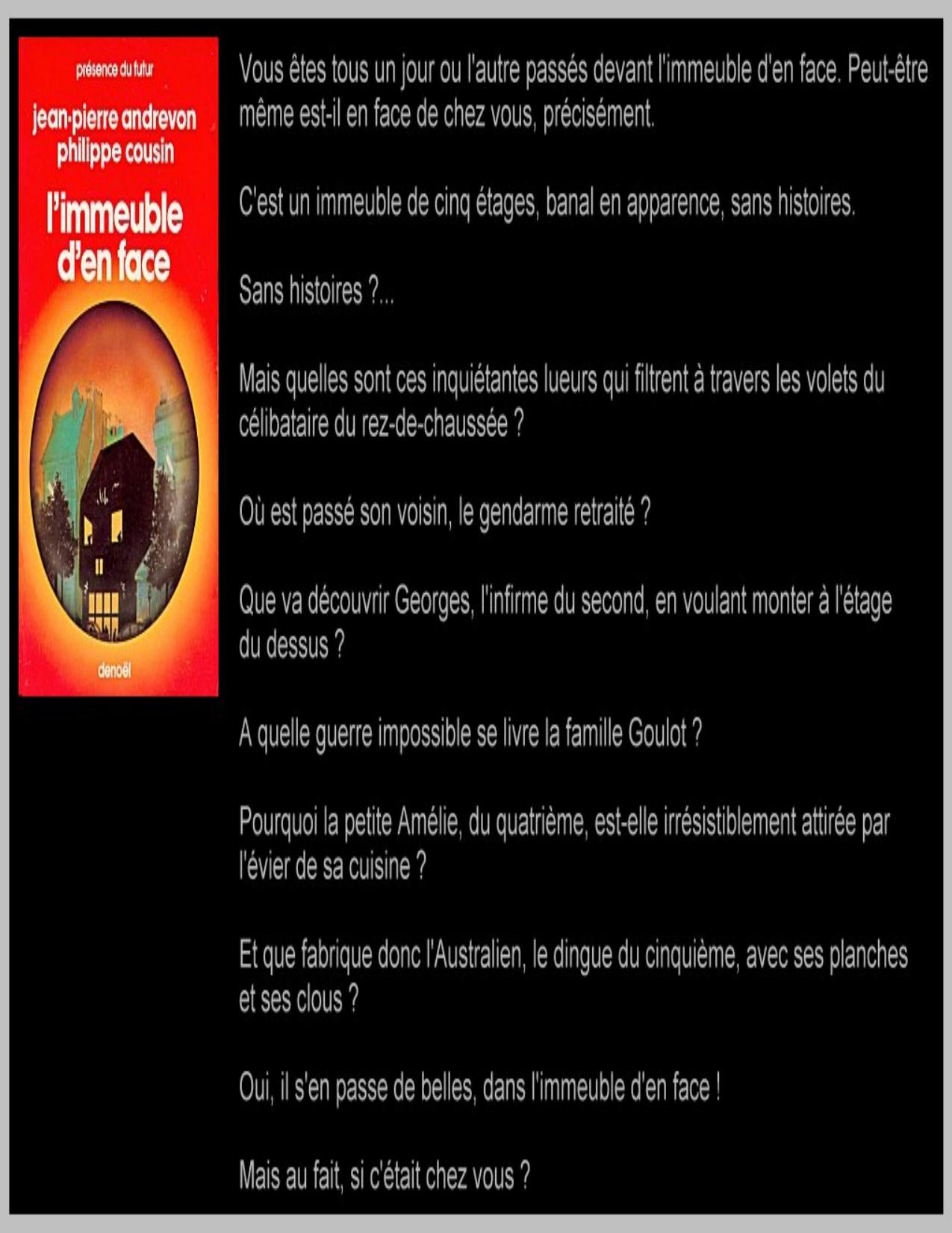 Limmeuble Den Face French Edition ANDREVON Jean Pierre