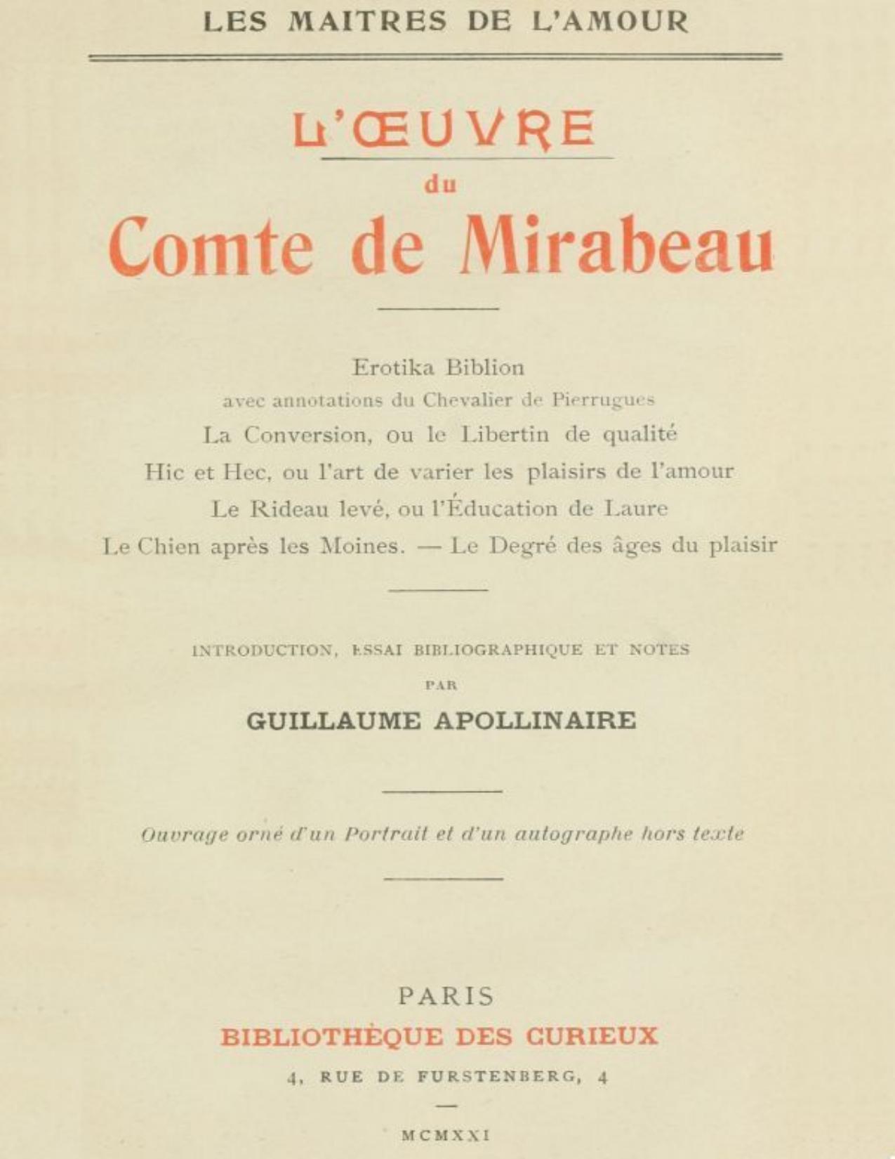 Loeuvre Du Comte De Mirabeau