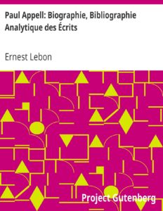 Paul Appell Biographie Bibliographie Analytique Des Ecrits
