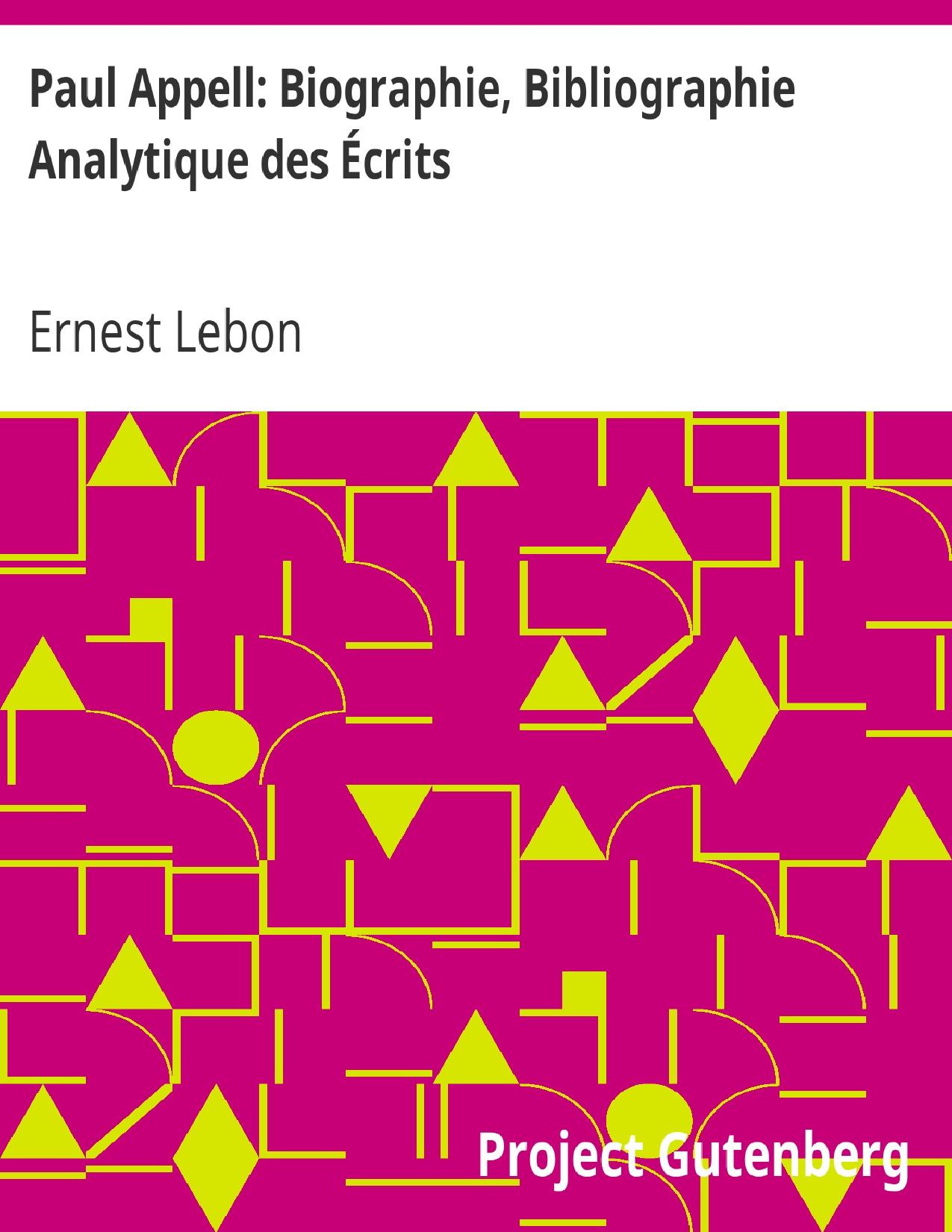 Paul Appell Biographie Bibliographie Analytique Des Ecrits