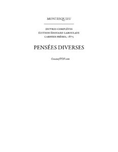Pensees Diverses