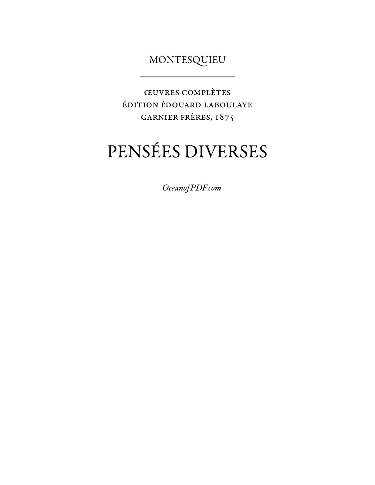 Pensees Diverses
