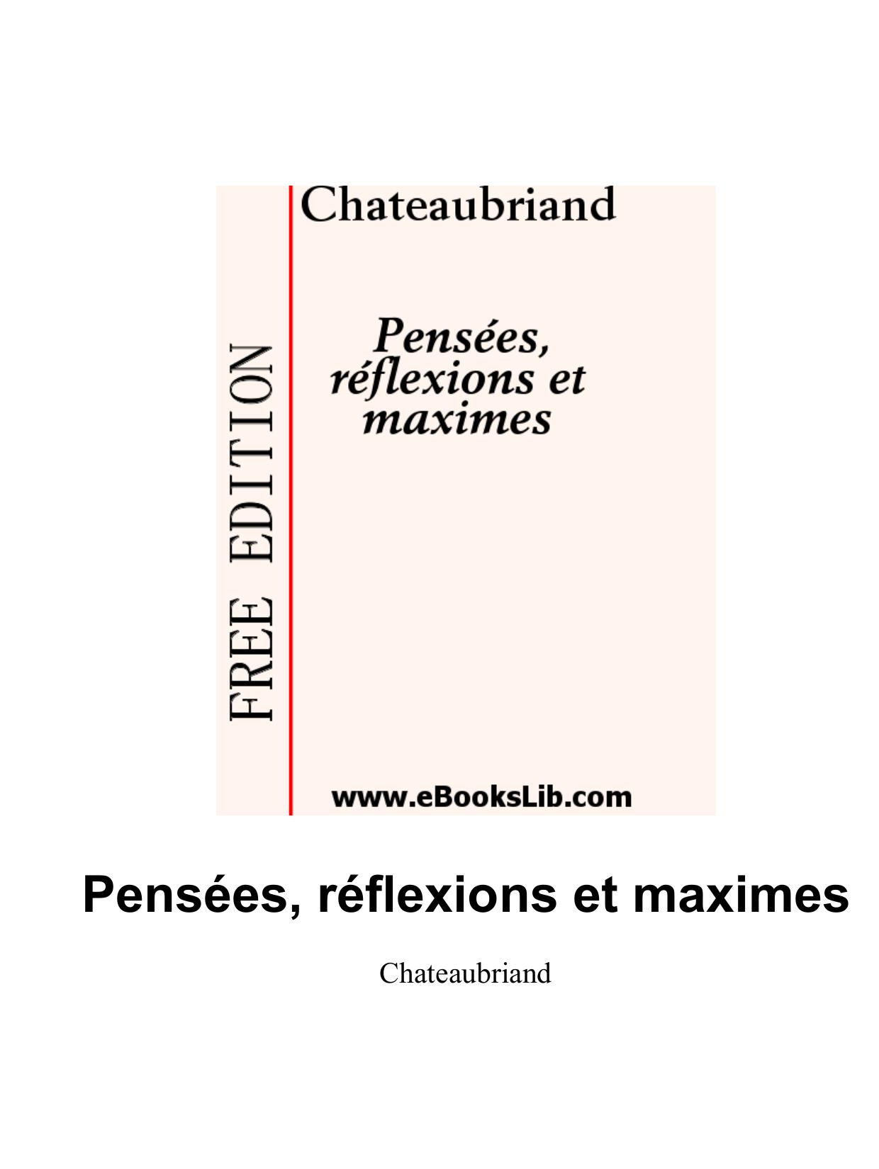 Pensees Reflexions Et Maximes