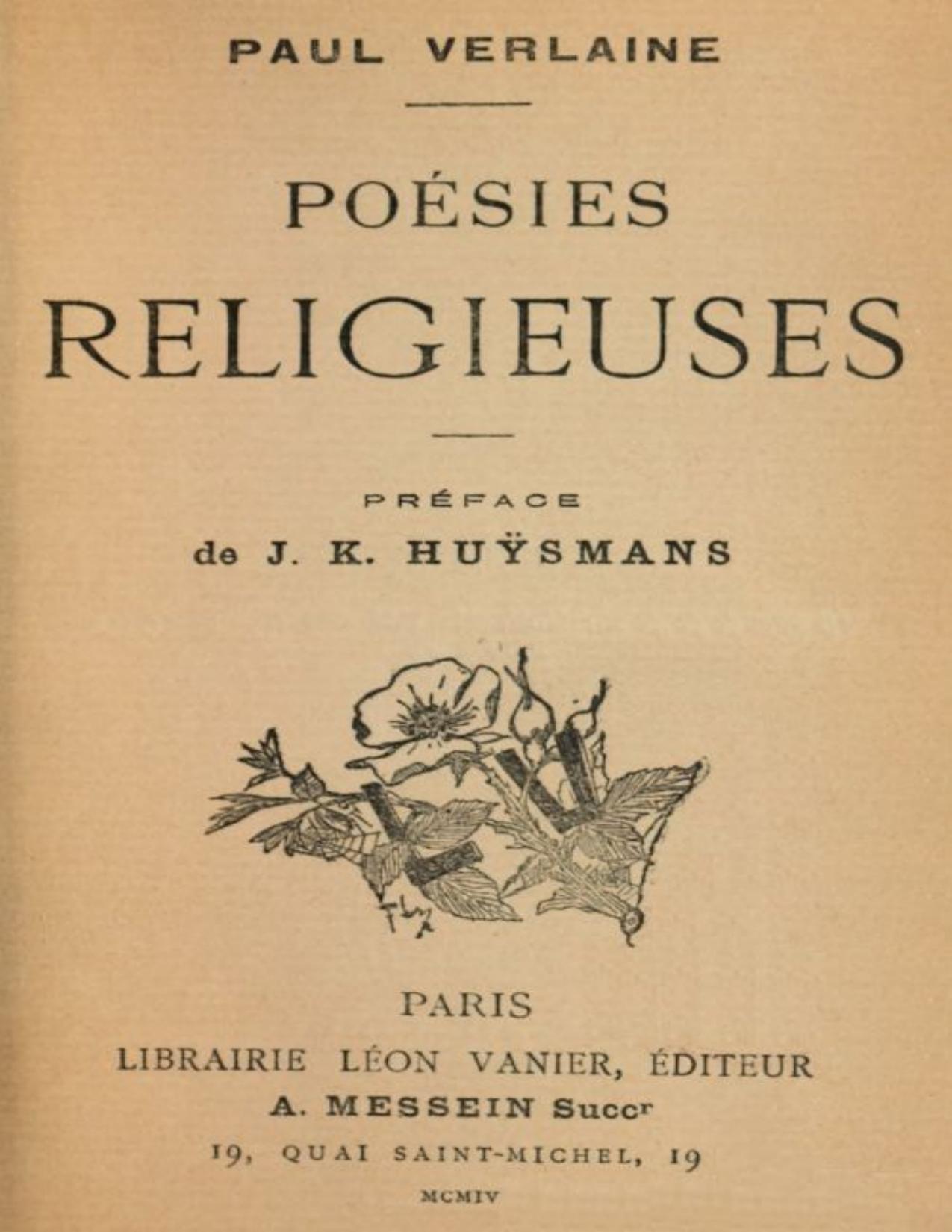 Poesies Religieuses Preface De J. K. Huysmans