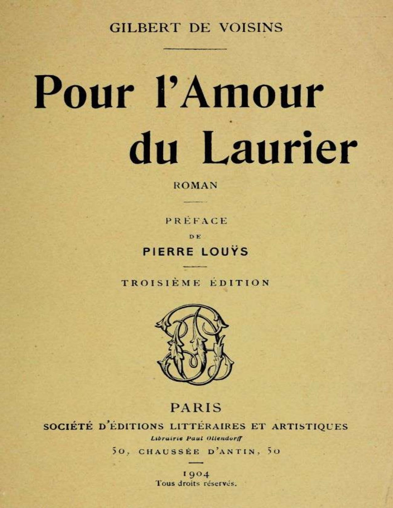 Pour LAmour Du Laurier Roman