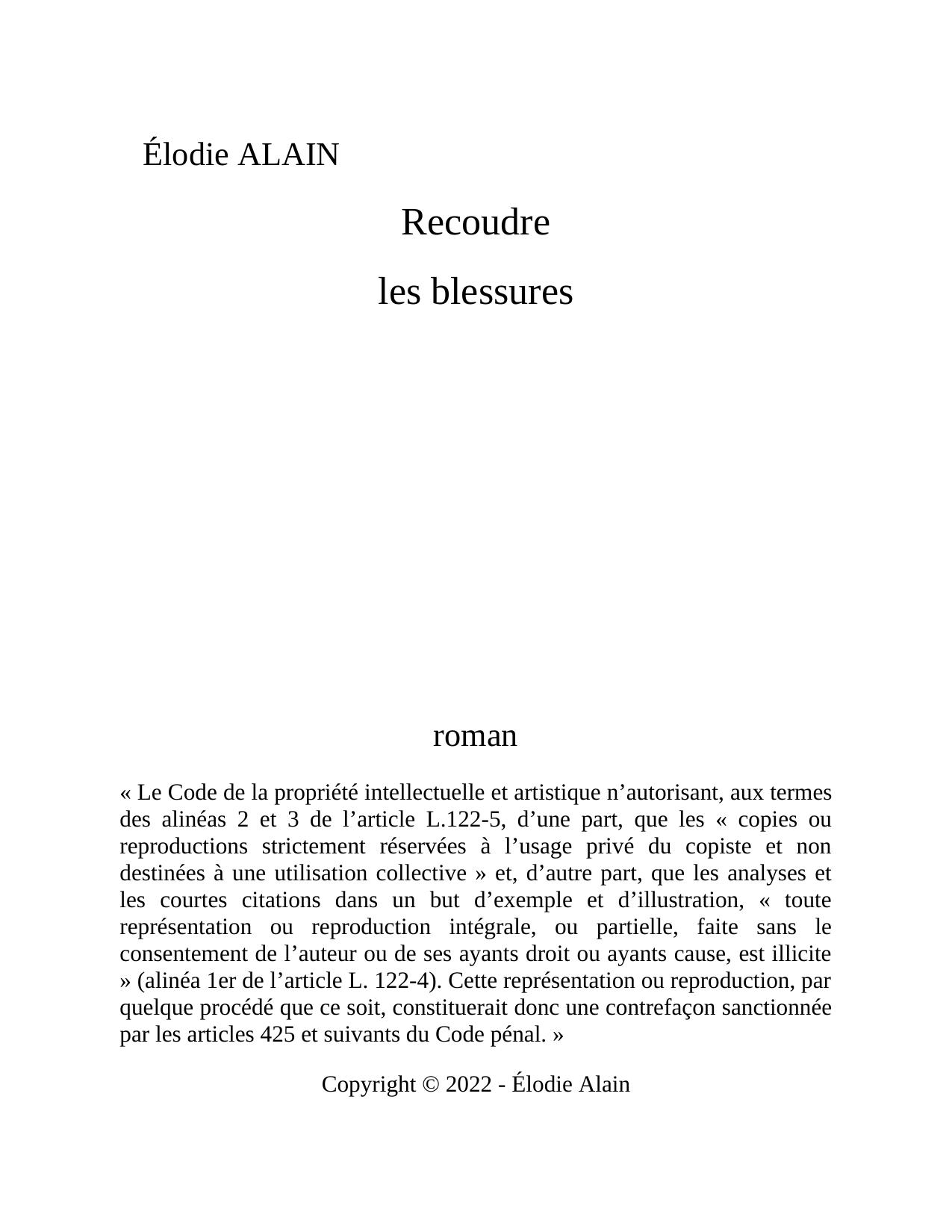 Recoudre Les Blessures French Edition
