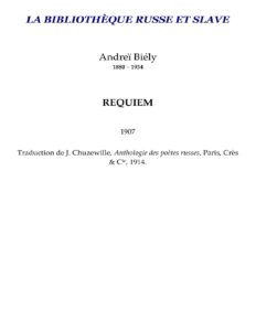 Requiem by Biély, book cover