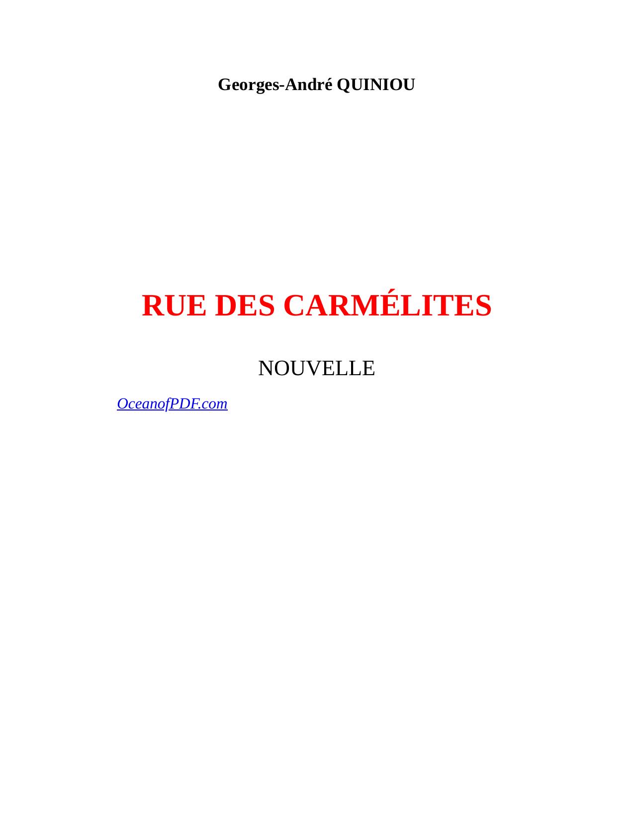 Rue Des Carmelites