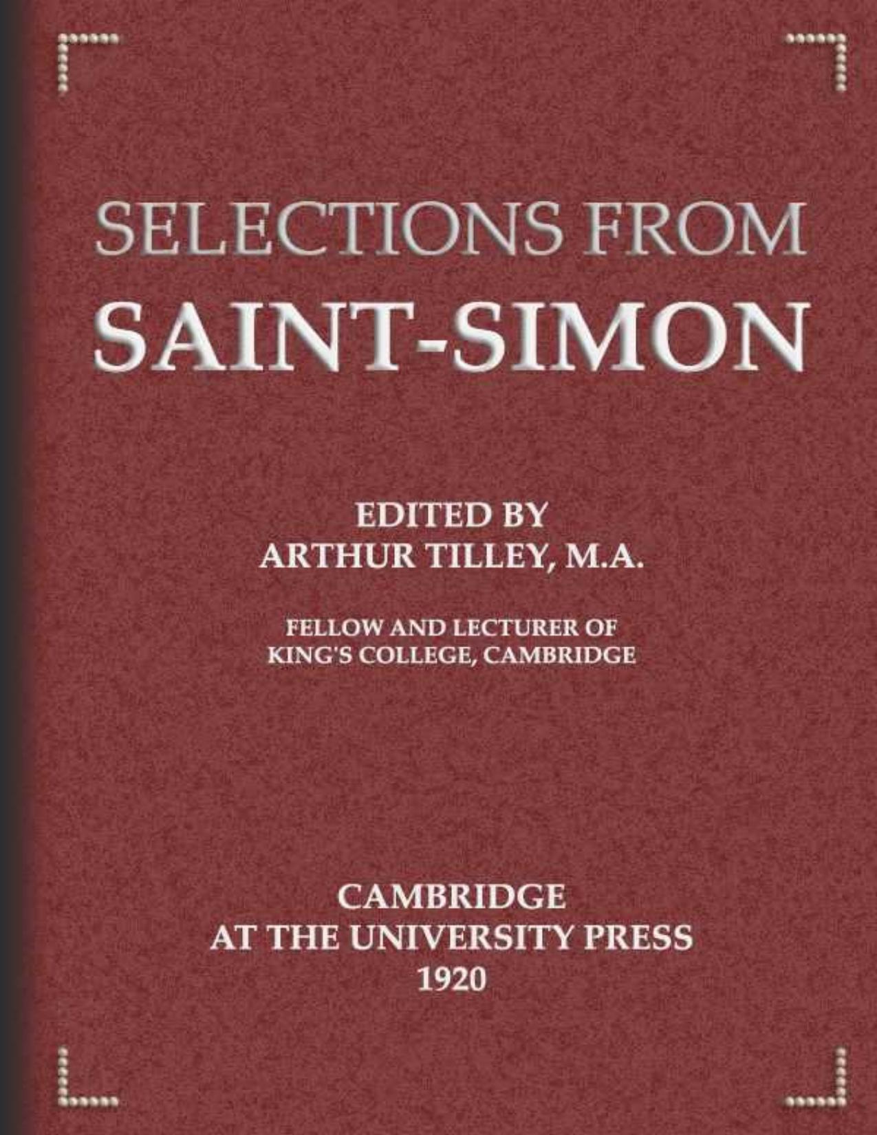 Selections From Saint Simon