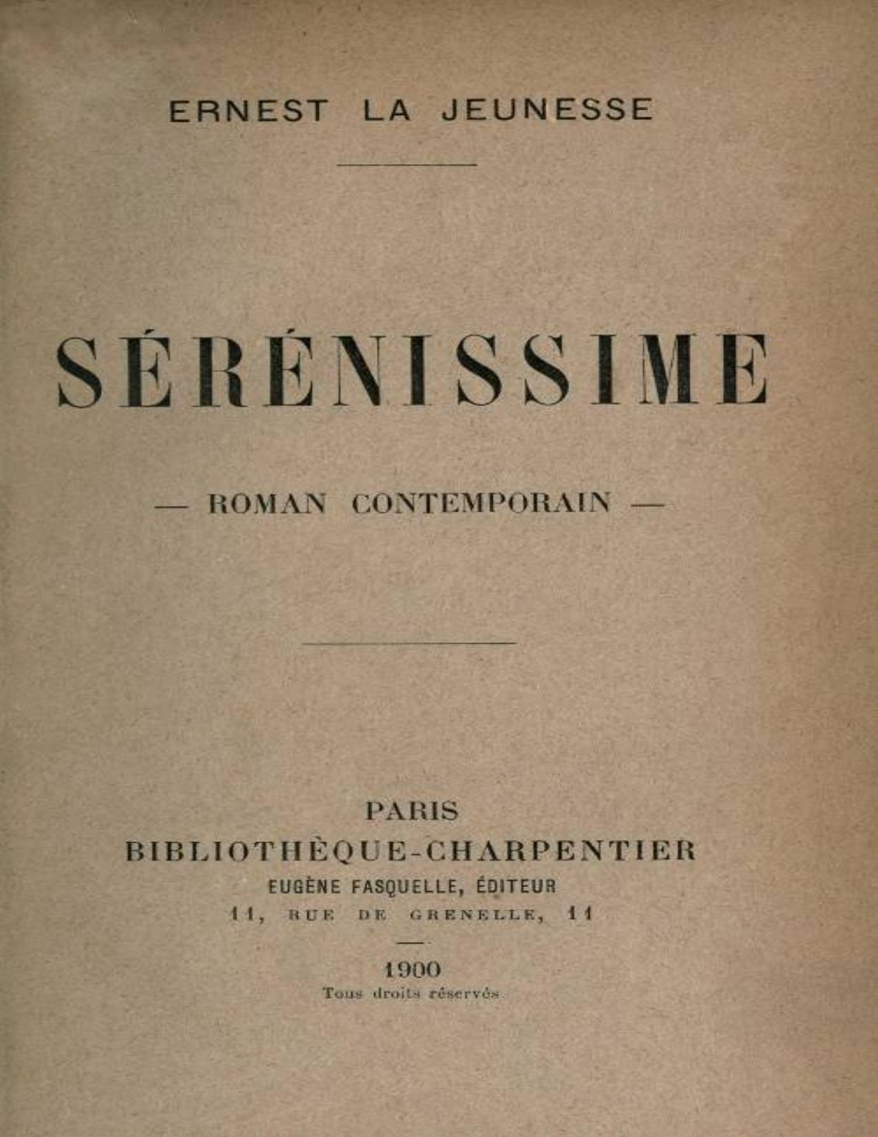 Serenissime Roman Contemporain