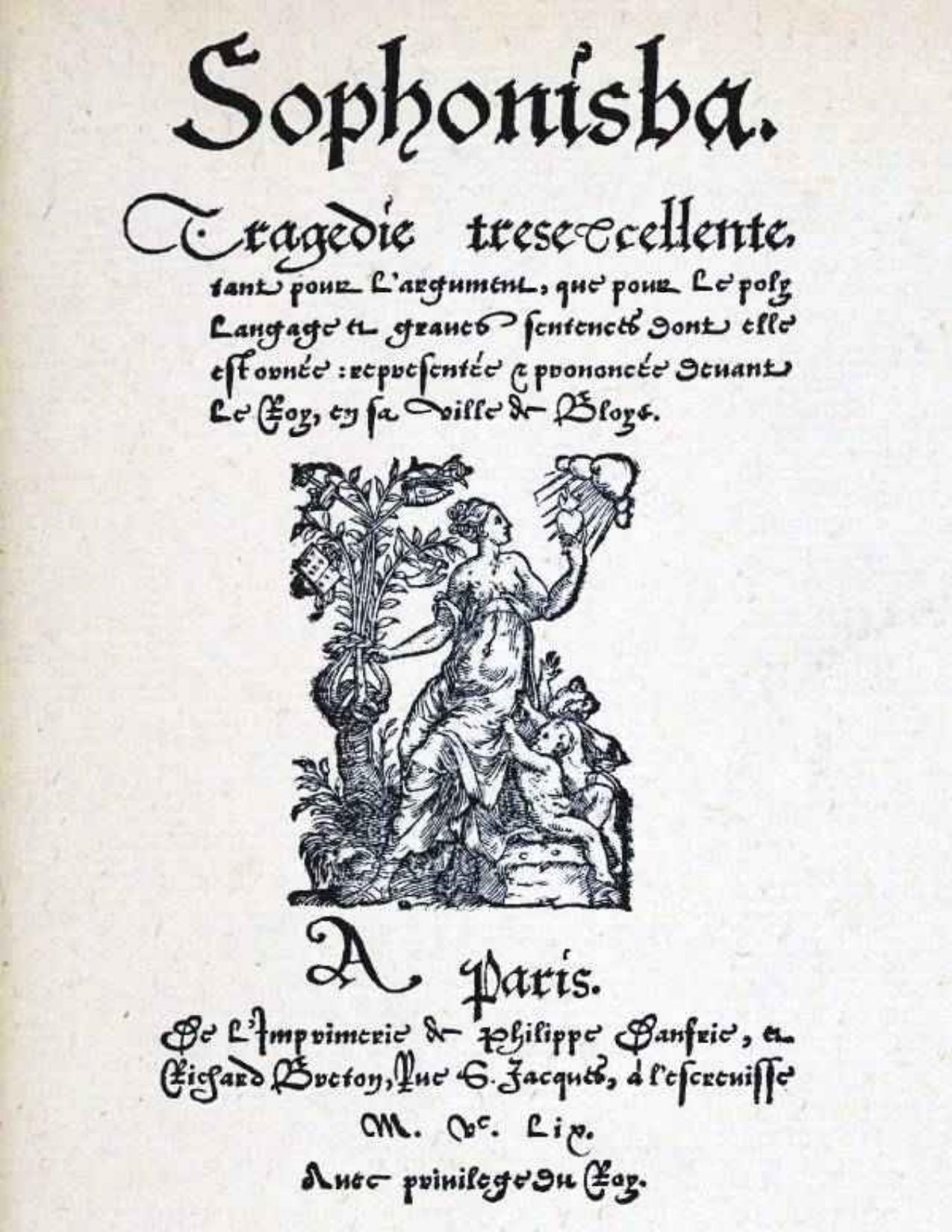 Sophonisba Tragedie Tresexcellente Tant Pour Largument