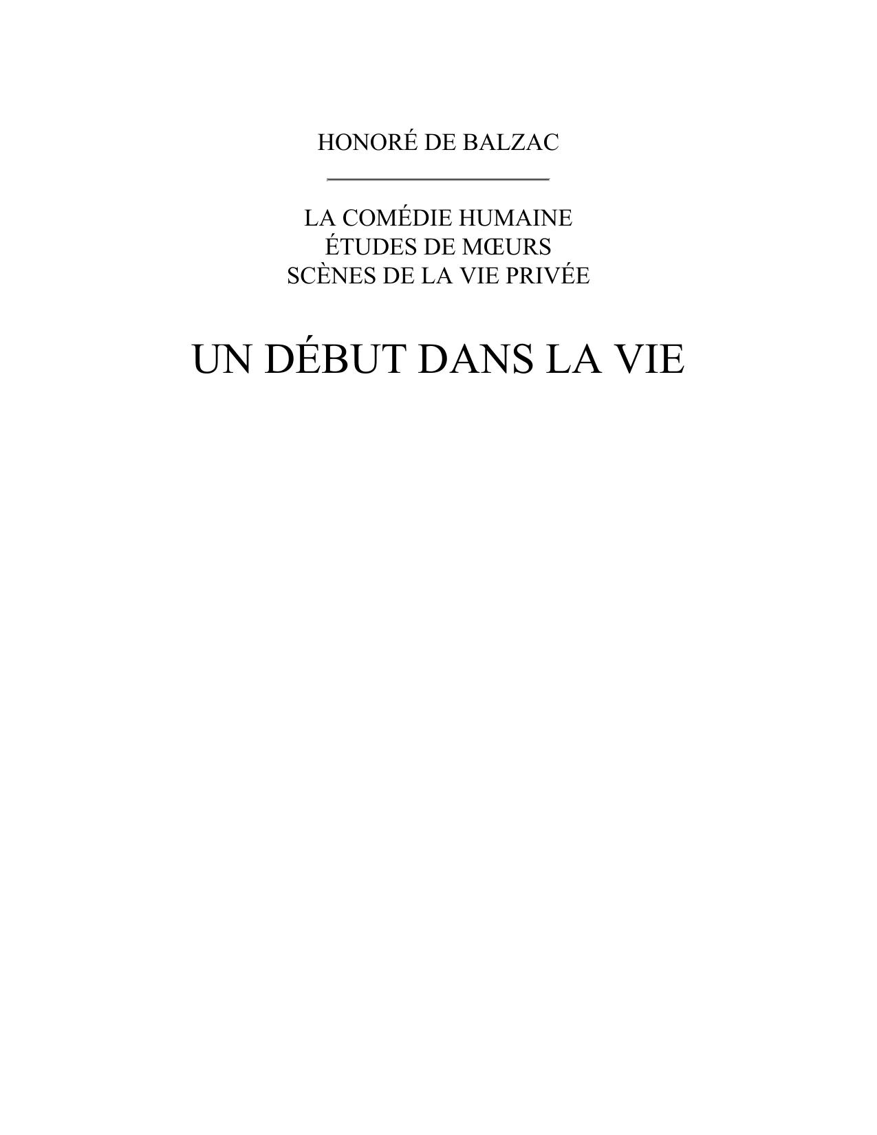 Un Debut Dans La Vie