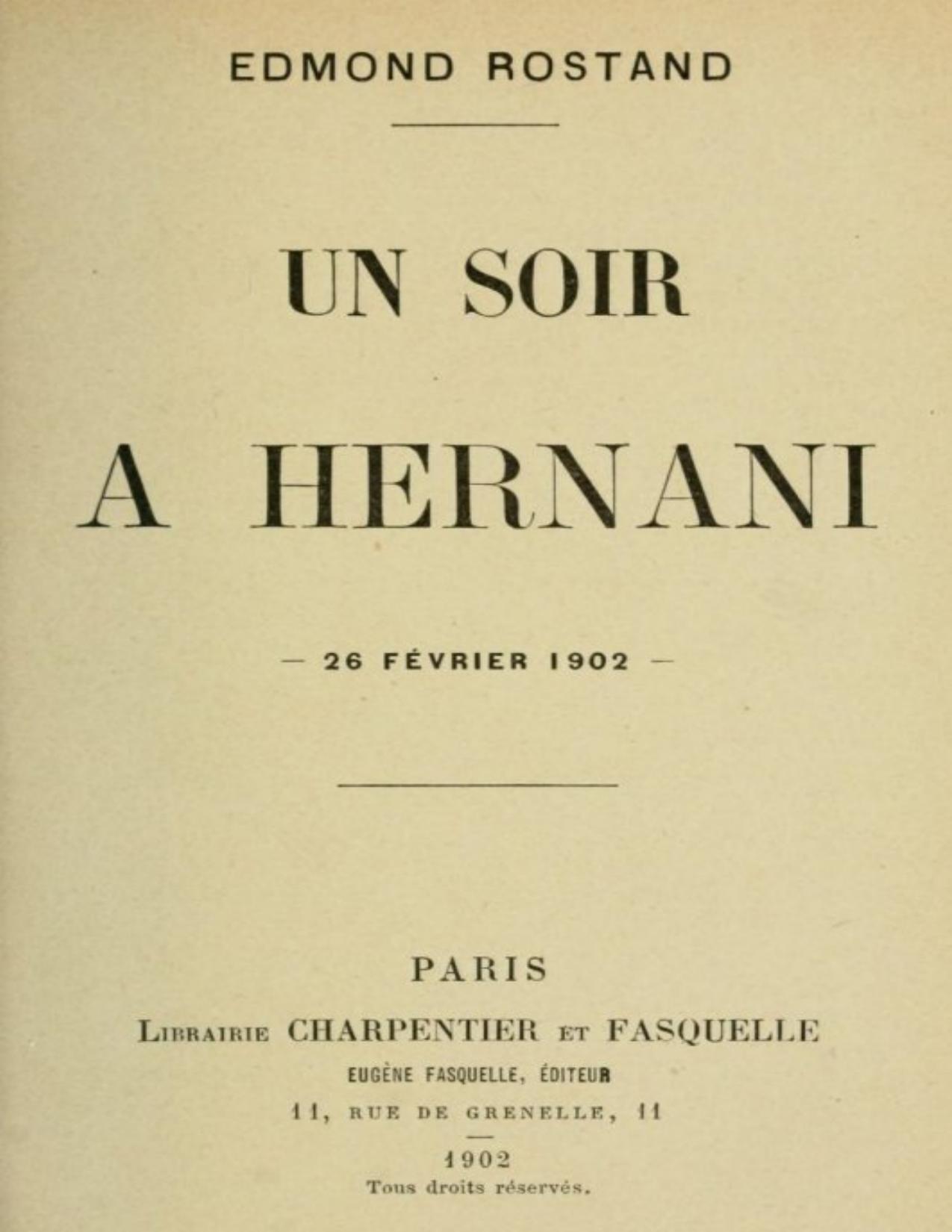 Un Soir A Hernani 26 Fevrier 1902