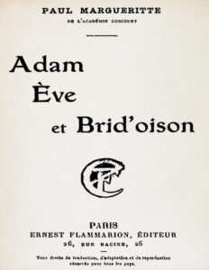 Adam, Ève et Brid&rsquo;oison, couverture du livre