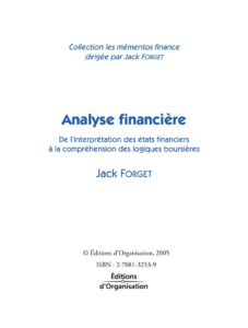 Analyse financie by Jack Forget, book cover