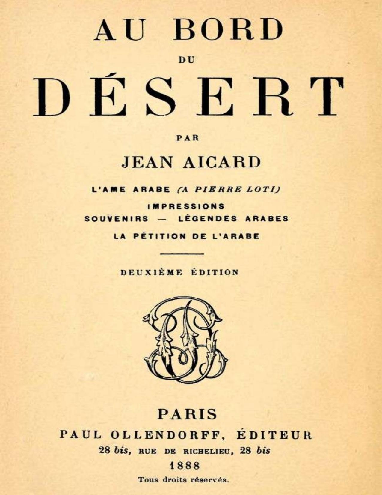 Au Bord Du Desert Lame Arabe A Pierre Loti Impressions