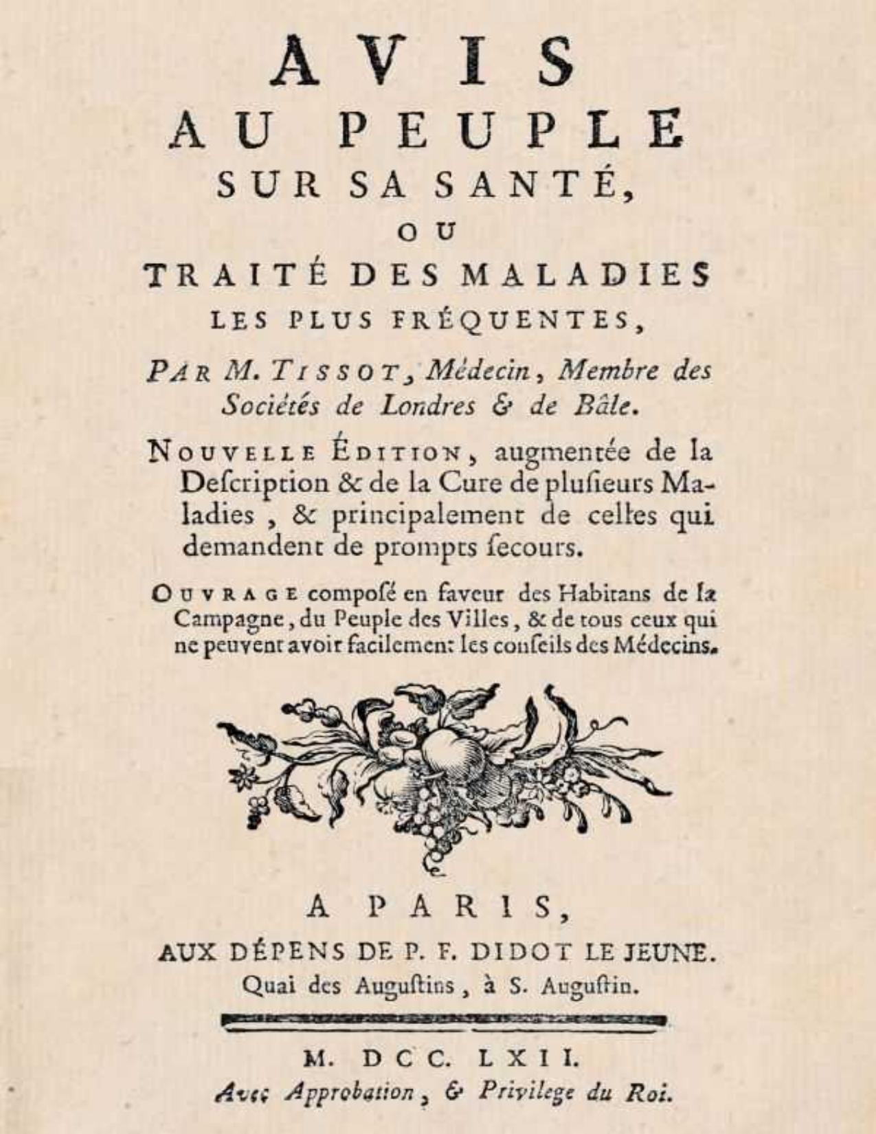 Avis Au Peuple Sur Sa Sante Ou Traite Des Maladies Les Plu