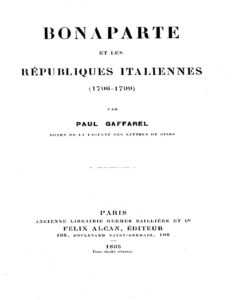 Bonaparte et les Républiques Italiennes (1796-1799), couverture du livre