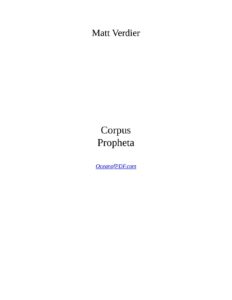 Corpus Propheta by Matt Verdier, book cover