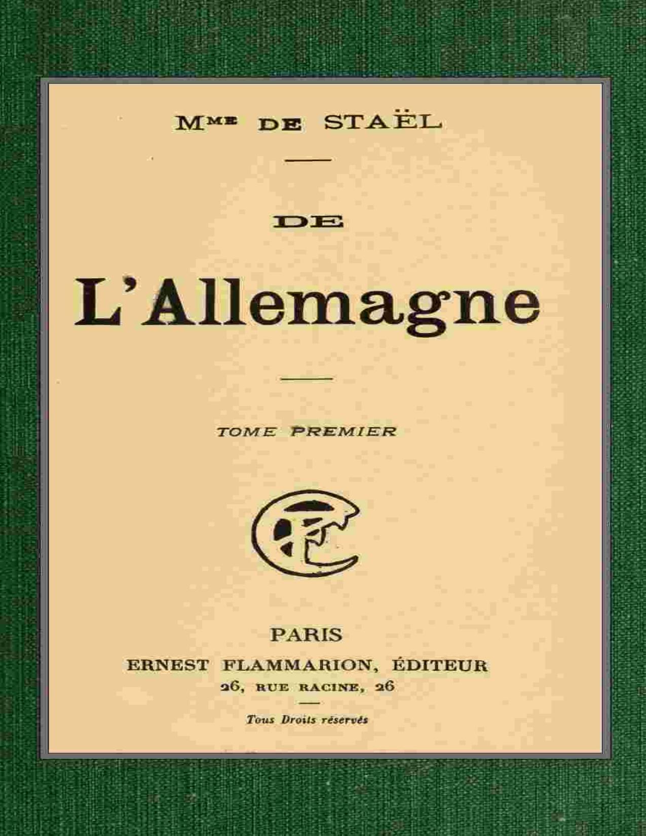 De LAllemagne T.1