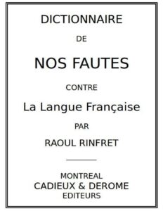Dictionnaire de nos fautes contre la langue française, couverture du livre