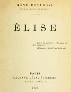 Élise by René Boylesve, book cover
