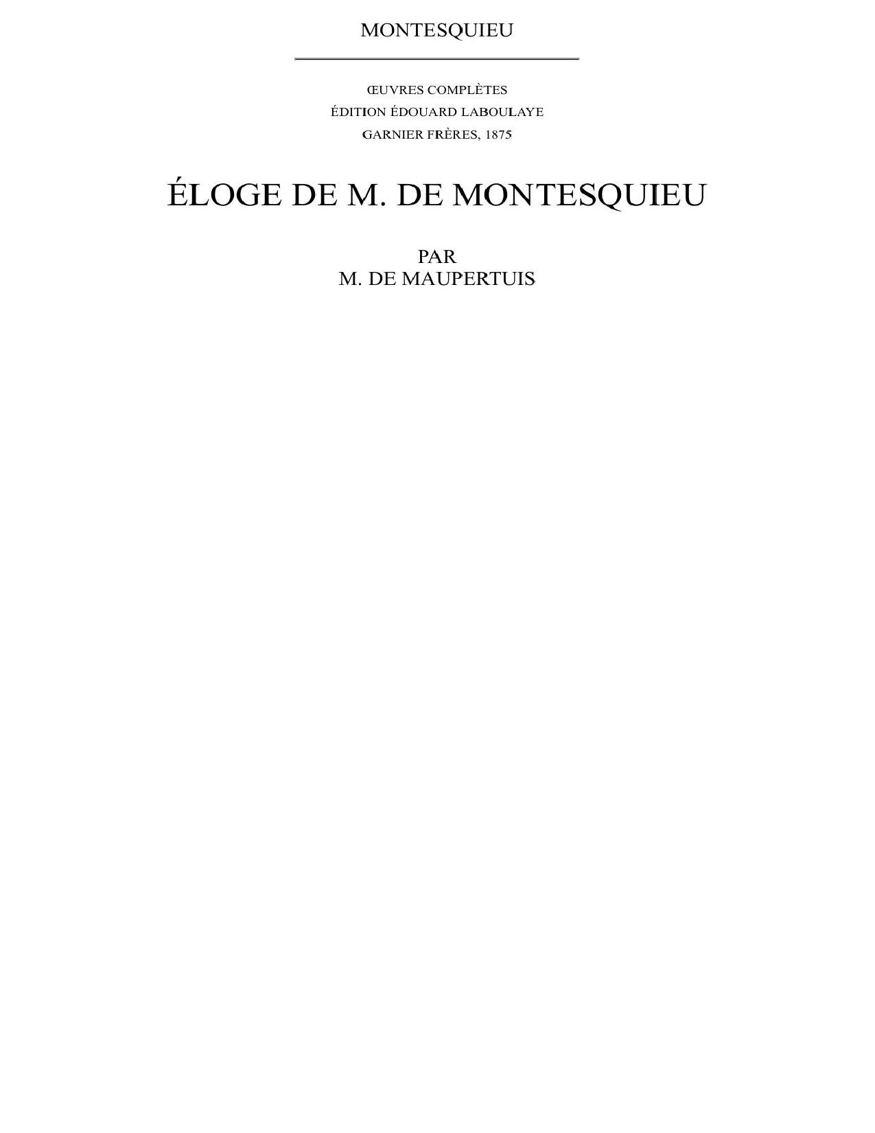 Eloge De M. De Montesquieu