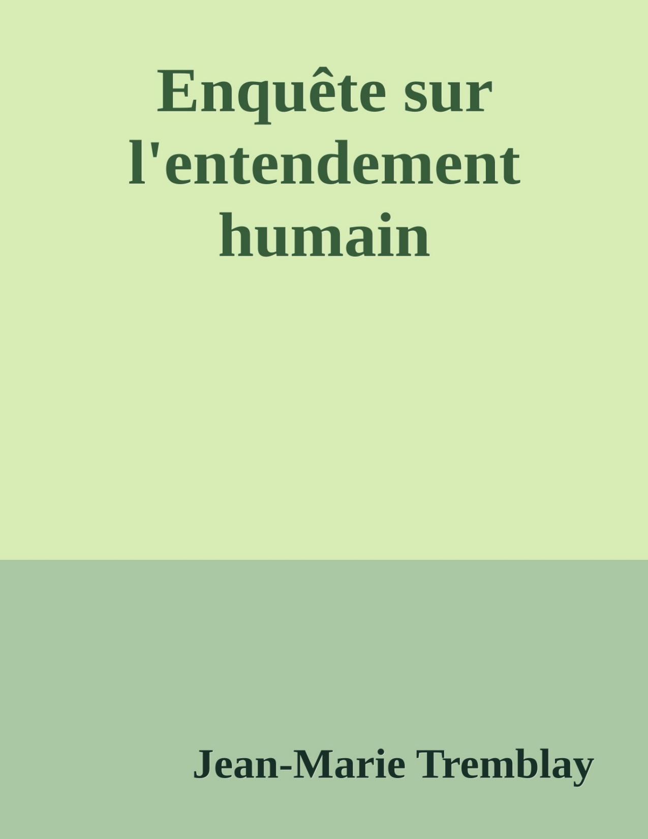 Enquete Sur Lentendement Humain