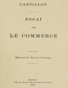 Essai sur le commerce by Richard Cantillon, book cover