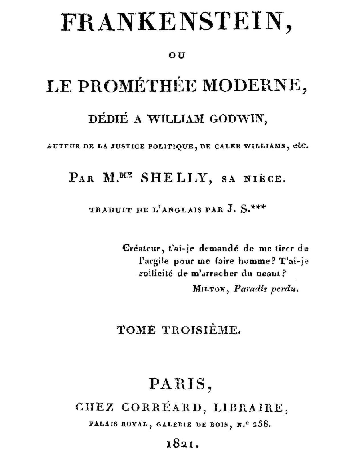Frankenstein Ou Le Promethee Moderne Volume 3 Of 3