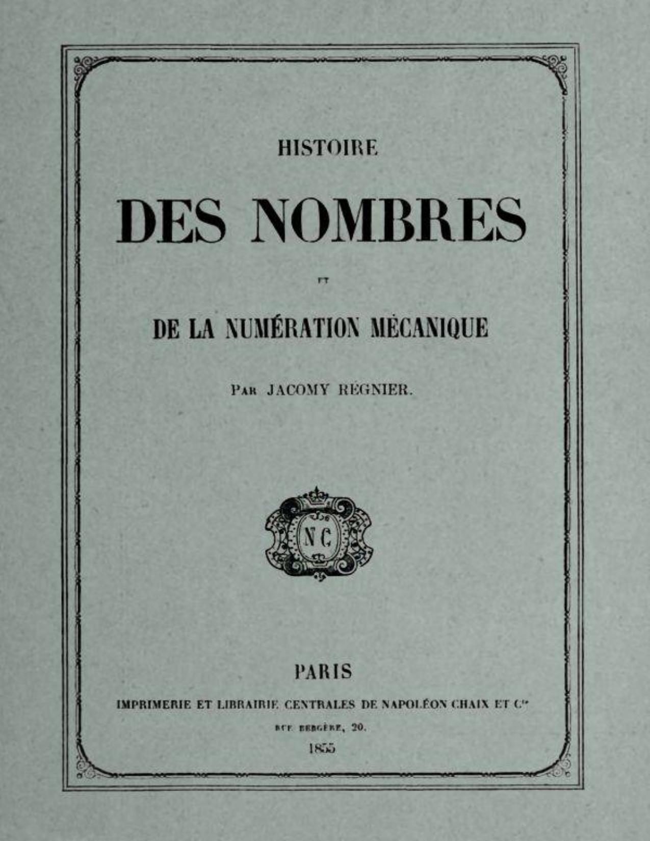 Histoire Des Nombres Et De La Numeration Mecanique
