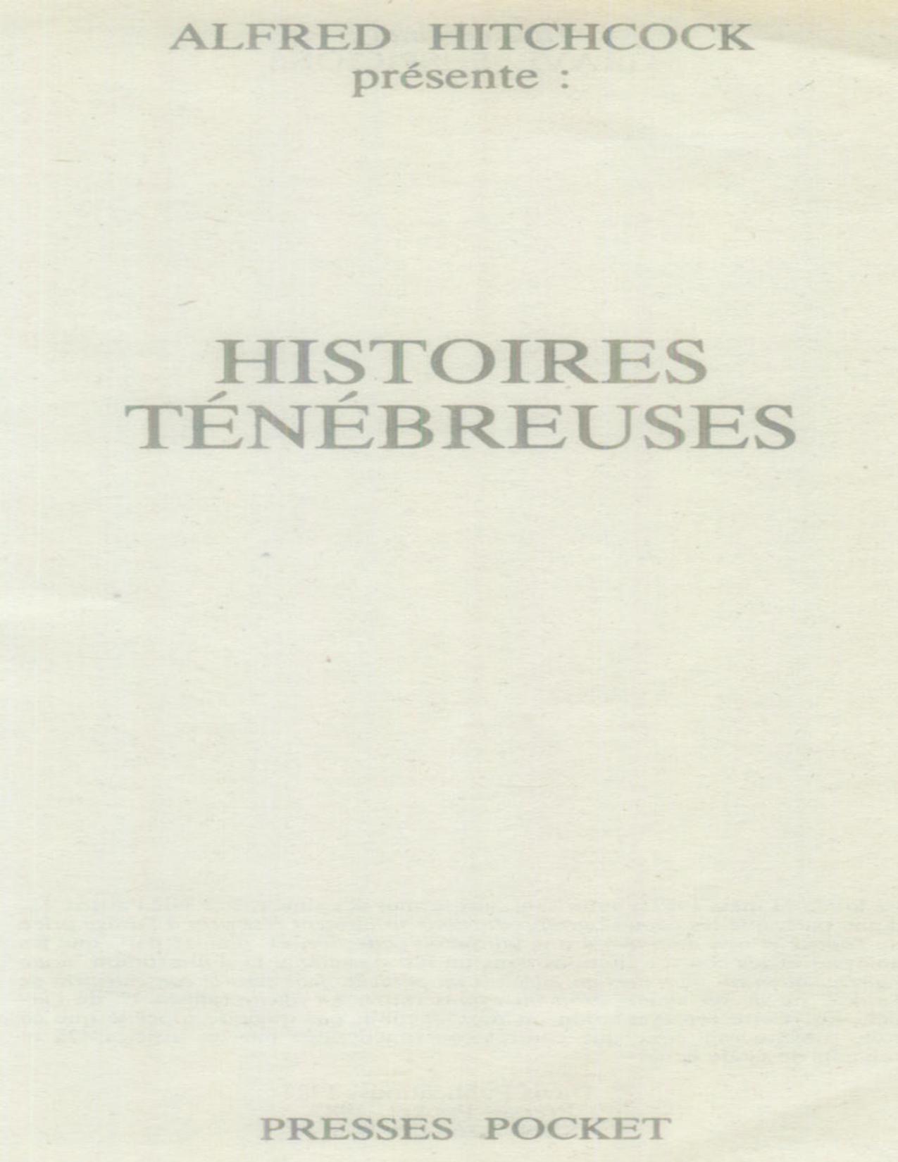 Histoires Tenebreuses French Edition HITCHCOCK Alfred