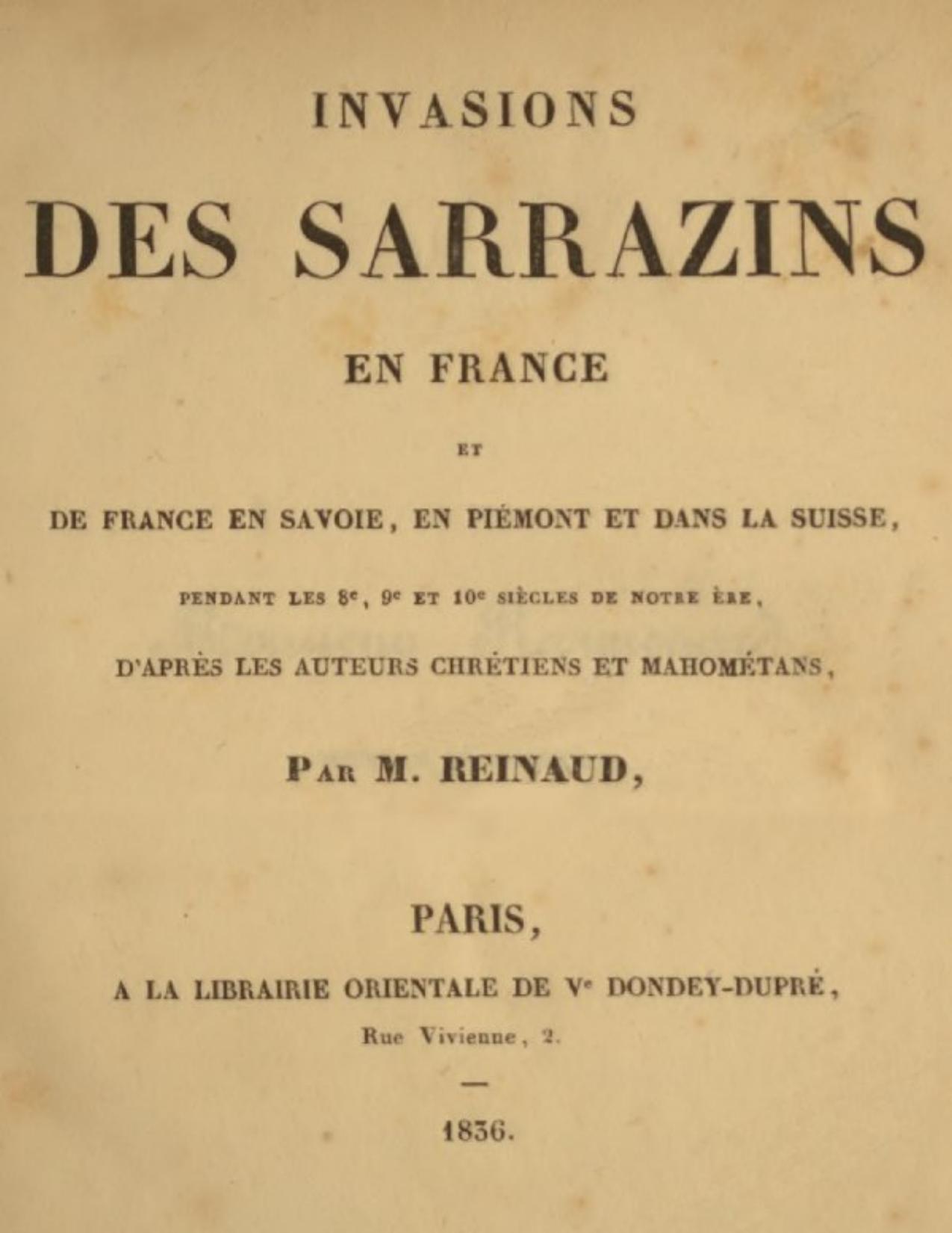 Invasions Des Sarrazins En France Et De France En Savoie