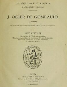 J. Ogier de Gombauld, 1570-1666 / étude biographique et littéraire sur sa vie et ses ouvrages by René Pocard du Cosquer de Kerviler, book cover