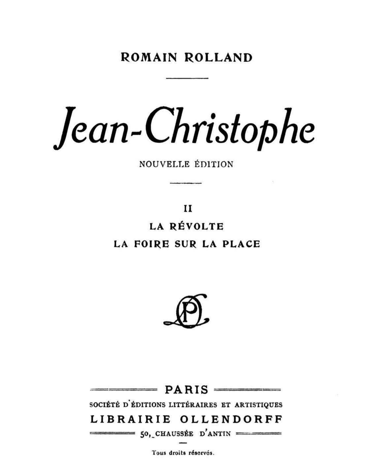 Jean Christophe Volume 2 La Revolte La Foire Sur La Plac