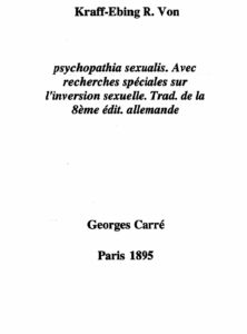 Krafft-Ebing, Richard von. Etude médico-légale, psychopathia sexualis : avec recherches spéciales sur l’inversion sexuelle. 1995. by Richard von Krafft-Ebing, book cover