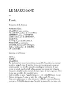 Le Marchand by Plaute, book cover